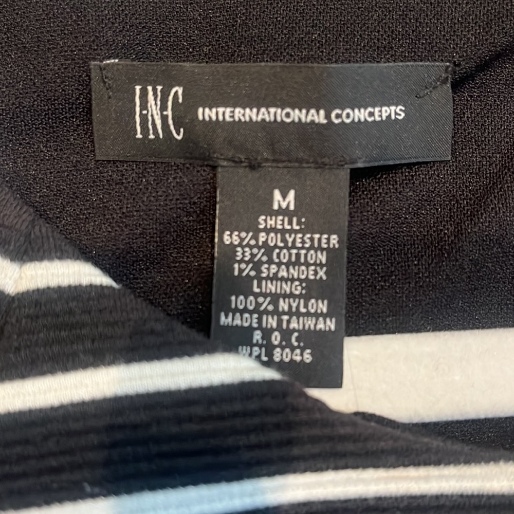 Macy’s INC Fit n Flare Striped Dress Med - Picture 2 of 3